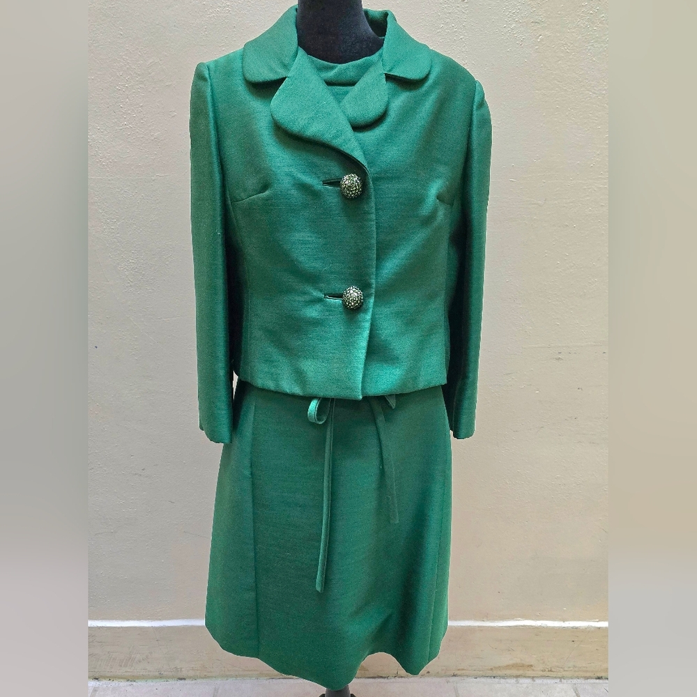 1950 Tailor Made Emerald Green Dress Suit Vintage